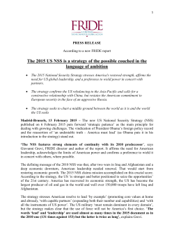 The 2015 US NSS is a strategy of the possible couched in the
