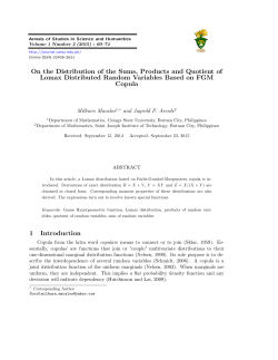 On the Distribution of the Sums, Products and Quotient of Lomax