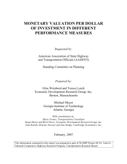Monetary Valuation Per Dollar of Investment in Different
