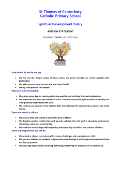 Spiritual Development Policy - St Thomas of Canterbury Catholic