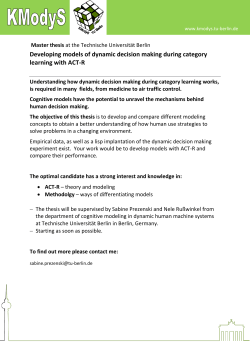 Developing models of dynamic decision making during