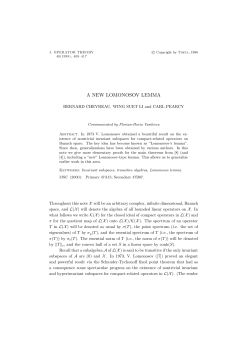a new lomonosov lemma - The Theta Foundation