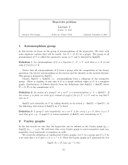 Lecture 2 1 Automorphism group 2 Cayley graphs