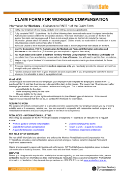 CLAIM FORM FOR WORKERS COMPENSATION
