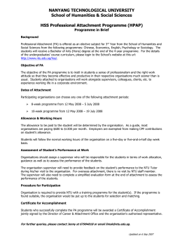 Dates of Attachment - NTU.edu - Nanyang Technological University