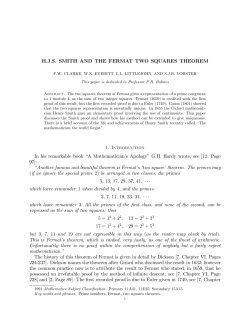 H.J.S. SMITH AND THE FERMAT TWO SQUARES THEOREM 1