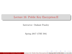 Lecture 16: Public Key Encryption:II