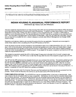 indian housing plan/annual performance report