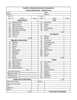Small Game - Awards Form - Southern Alberta Bowhunters
