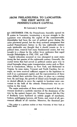 from philadelphia to lancaster: the first move of pennsylvania`s capital