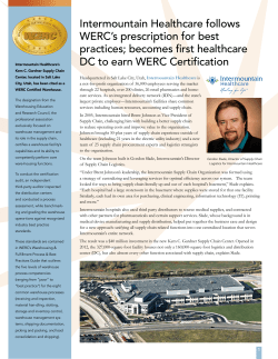 Intermountain Healthcare follows WERC`s prescription for best