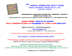 ANNUAL KINGSLAND QUILT SHOW ***15 Unique vendors will be