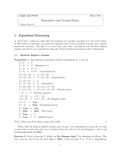 Equivalence and Normal Forms 1 Equational Reasoning