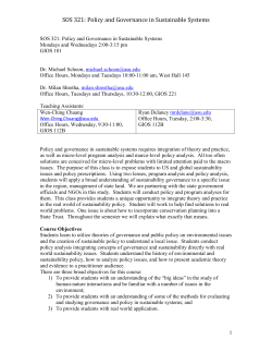 SOS 321: Policy and Governance in Sustainable
