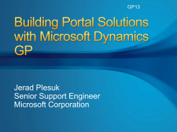 GP13: Building Portal Solutions with Microsoft Dynamics GP