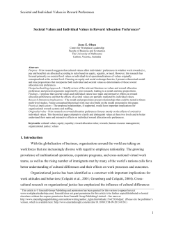 Societal values and individual values in reward allocation preferences