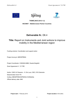 Deliverable N.: D6.4 Title: Report on Instruments and Joint actions to