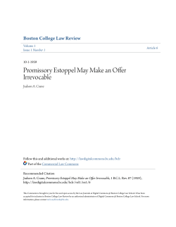 Promissory Estoppel May Make an Offer Irrevocable