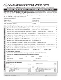 2016 Sports Portrait Order Form