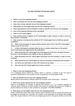 TAX FREE SHOPPING FOR REFUND AGENTS Contents 1