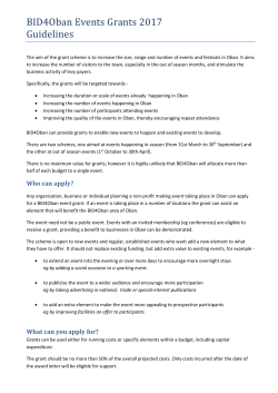 BID4Oban Events Grants 2017 Guidelines