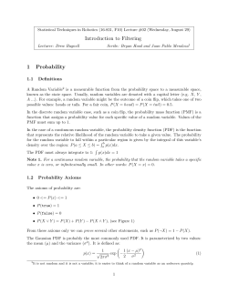Introduction to Filtering 1 Probability