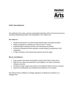 Public Value Statement We contribute to the social, economic and