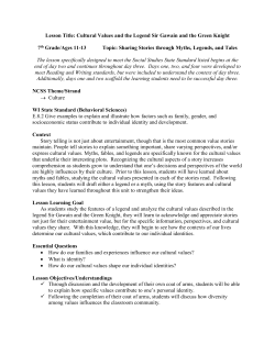 Lesson Title: Cultural Values and the Legend Sir Gawain and the