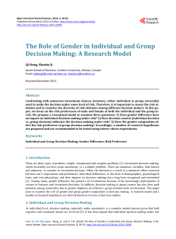 The Role of Gender in Individual and Group Decision Making: A