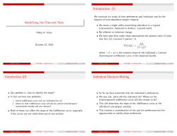 Identifying the Discount Rate Introduction (I) Introduction (II