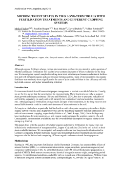micronutrient status in two long-term trials with fertilisation