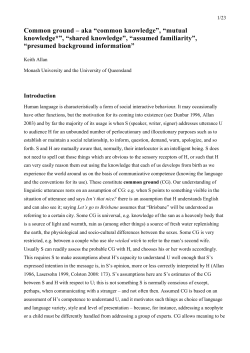 Common ground &ndash; aka &ldquo;common knowledge&rdquo;, &ldquo;mutual knowledge