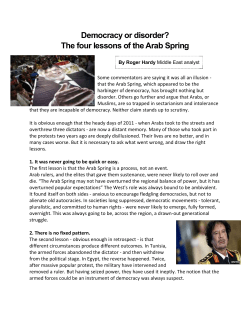 Arab Spring- Democracy or Disorder?