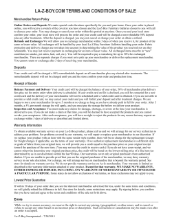 Online Terms and Conditions of Sale - La-Z-Boy