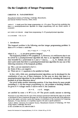 On the Complexity of Integer Programming