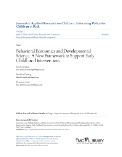 Behavioral Economics and Developmental Science: A New