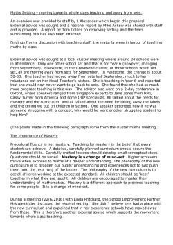 Maths Setting - Sevenoaks Primary School