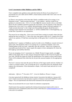 Level 1 assessments within Middlesex and for MHUA I have