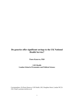 Do generics offer significant savings to the UK National Health