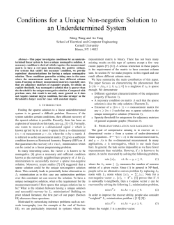 Conditions for a Unique Non-Negative Solution