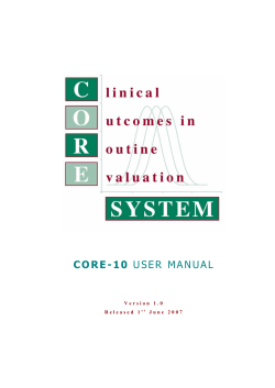 CORE 10 Outcomes Measure Manual