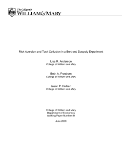 Risk Aversion and Tacit Collusion in a Bertrand Duopoly Experiment