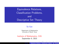 Equivalence Relations, Classification Problems, and Descriptive Set