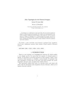 Adic Topologies for the Rational Integers