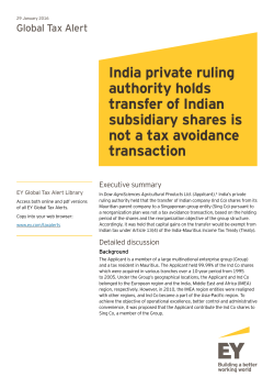India private ruling authority holds transfer of Indian subsidiary