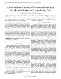 A Study on Investment Preference and behaviour of Individual