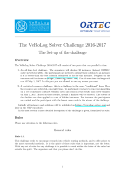 The VeRoLog Solver Challenge 2016-2017