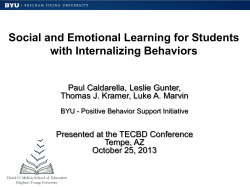Social Emotional Learning for Students with Internalizing Behaviors