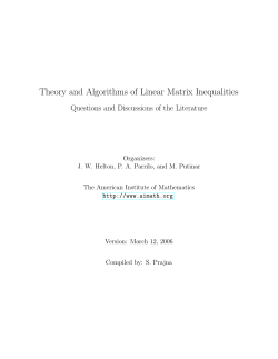Theory and Algorithms of Linear Matrix Inequalities