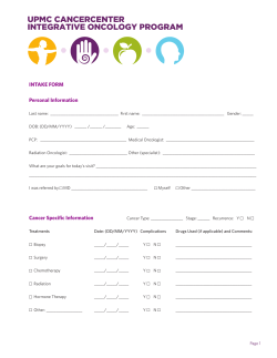 UPMC CANCERCENTER INTEGRATIVE ONCOLOGY PROGRAM